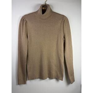 Lauren Ralph Lauren Gold Shimmer Ribbed Turtleneck Sweater - Women’s size XL NEW